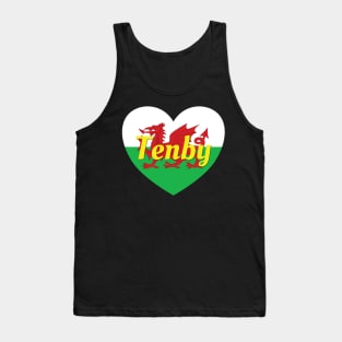 Tenby Wales UK Wales Flag Heart Tank Top